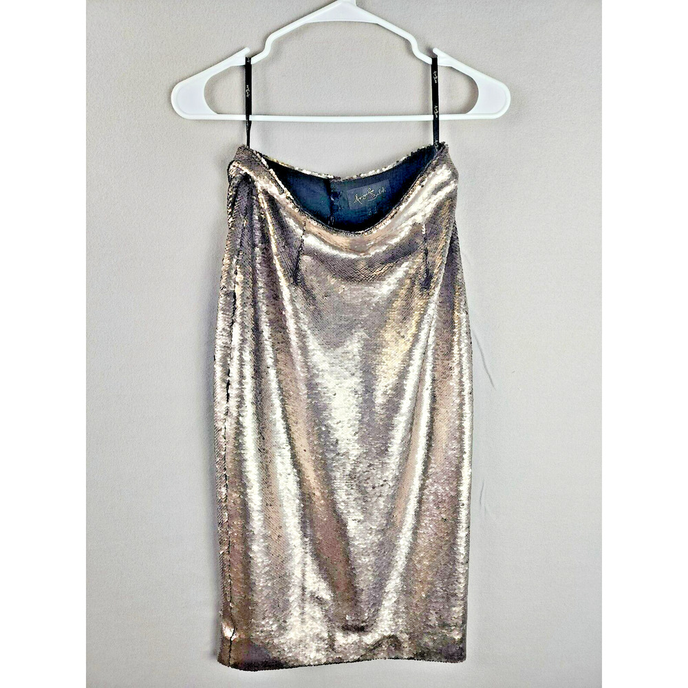 Angelys Balek Sequin Pencil Skirt Pewter Size 4